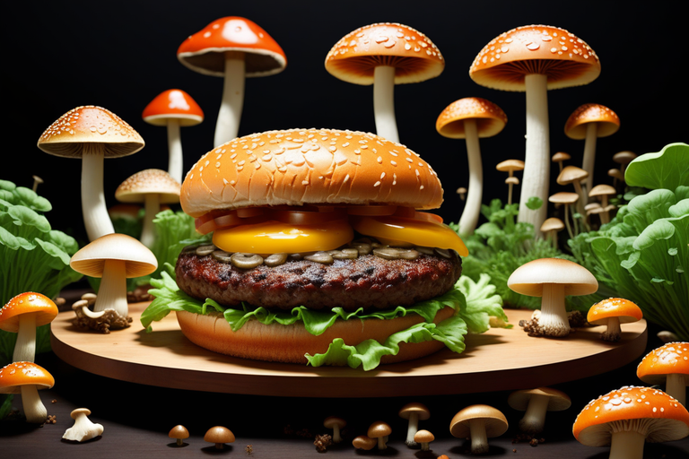 a-mycelium-meat-burger-advertisement-with-growing-mushrooms-in-the-advertisement